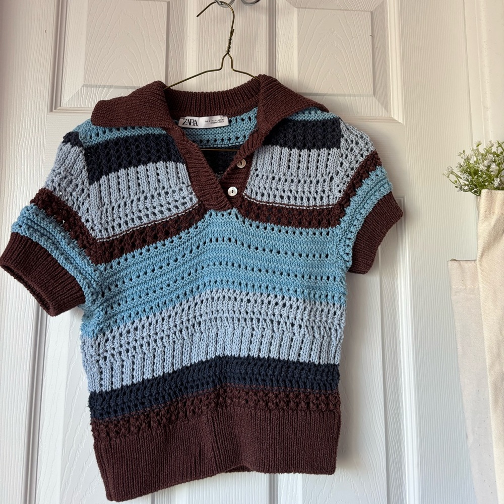 Zara crochet top size S striped pattern
